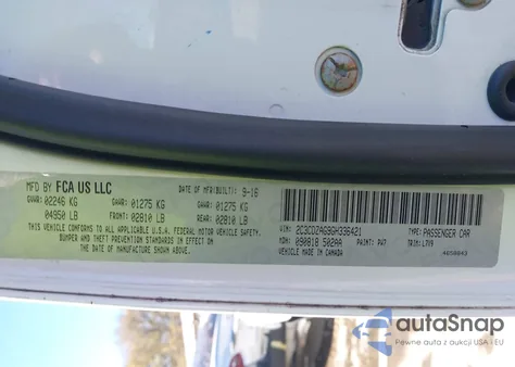 2016 Dodge Challenger Sxt из США, поврежденный, VIN 2C3CDZAG9GH336421